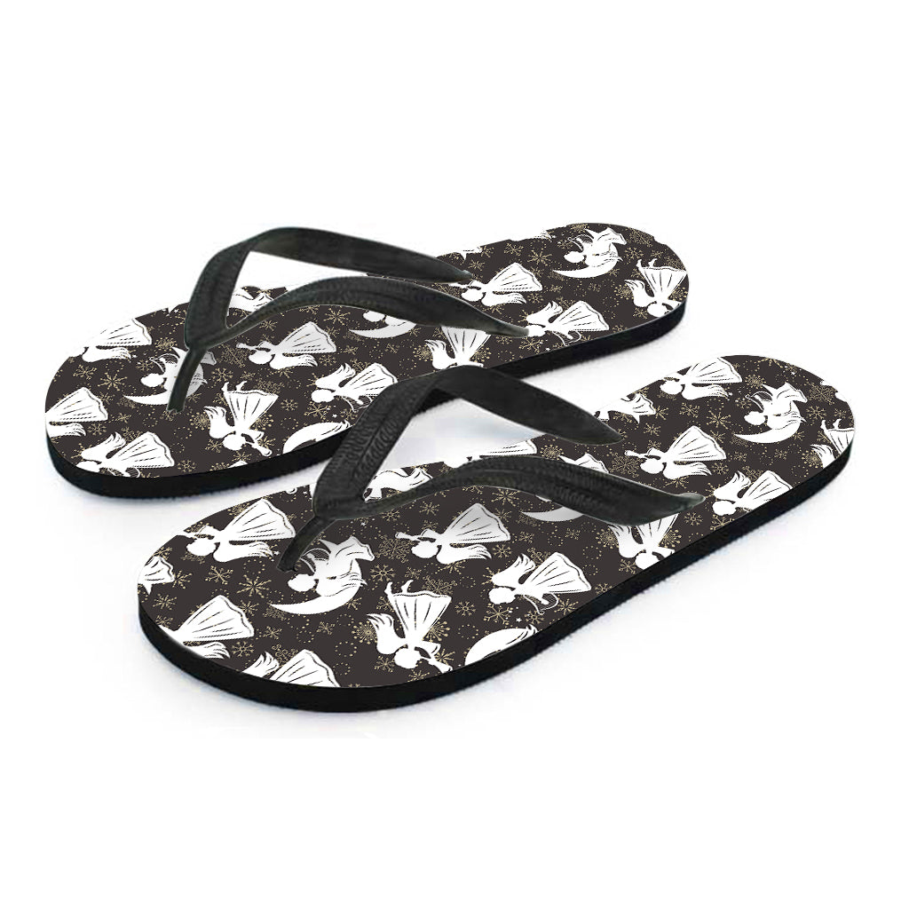Angel And Snowflake Pattern Print Flip Flops