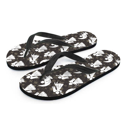 Angel And Snowflake Pattern Print Flip Flops