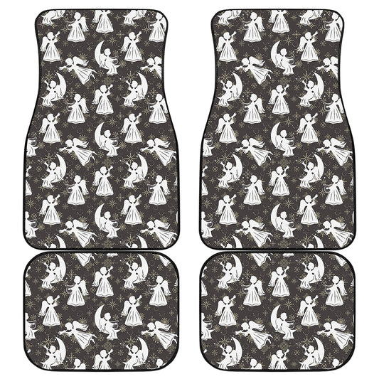Angel And Snowflake Pattern Print Front and Back Car Floor Mats