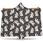 Angel And Snowflake Pattern Print Hooded Blanket