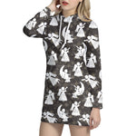 Angel And Snowflake Pattern Print Hoodie Dress