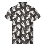 Angel And Snowflake Pattern Print Men's Short Sleeve Shirt