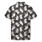 Angel And Snowflake Pattern Print Men's Short Sleeve Shirt