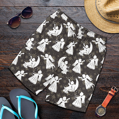 Angel And Snowflake Pattern Print Men's Shorts