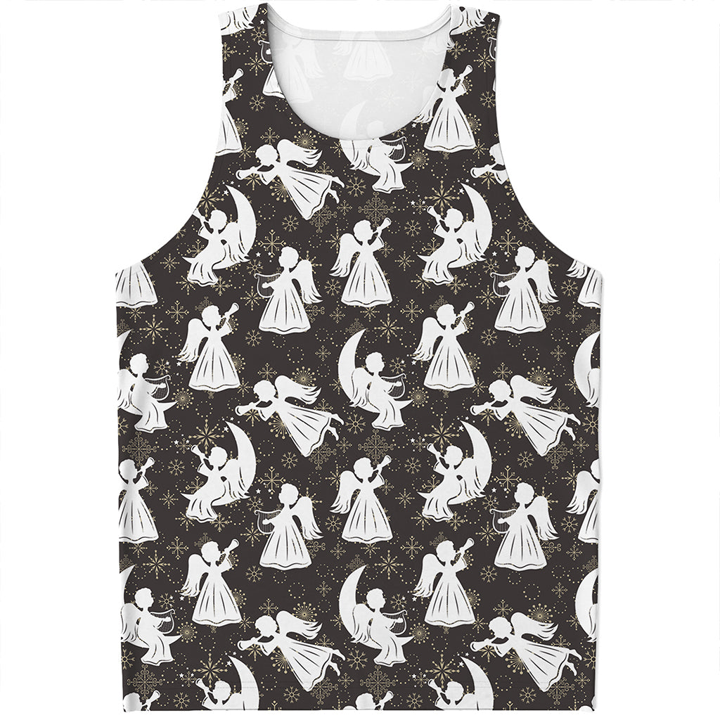 Angel And Snowflake Pattern Print Men's Tank Top