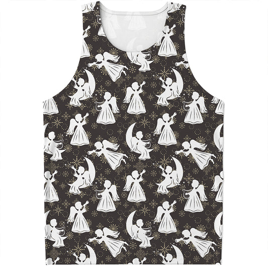 Angel And Snowflake Pattern Print Men's Tank Top