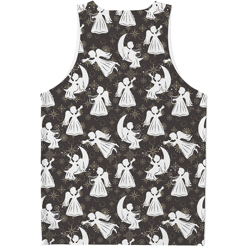 Angel And Snowflake Pattern Print Men's Tank Top
