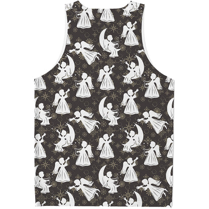 Angel And Snowflake Pattern Print Men's Tank Top
