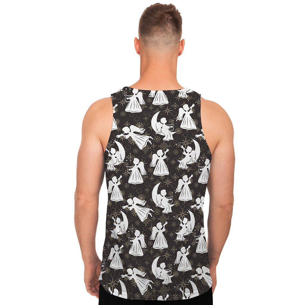 Angel And Snowflake Pattern Print Men's Tank Top