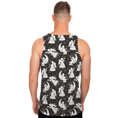 Angel And Snowflake Pattern Print Men's Tank Top