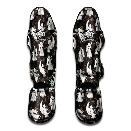 Angel And Snowflake Pattern Print Muay Thai Shin Guard