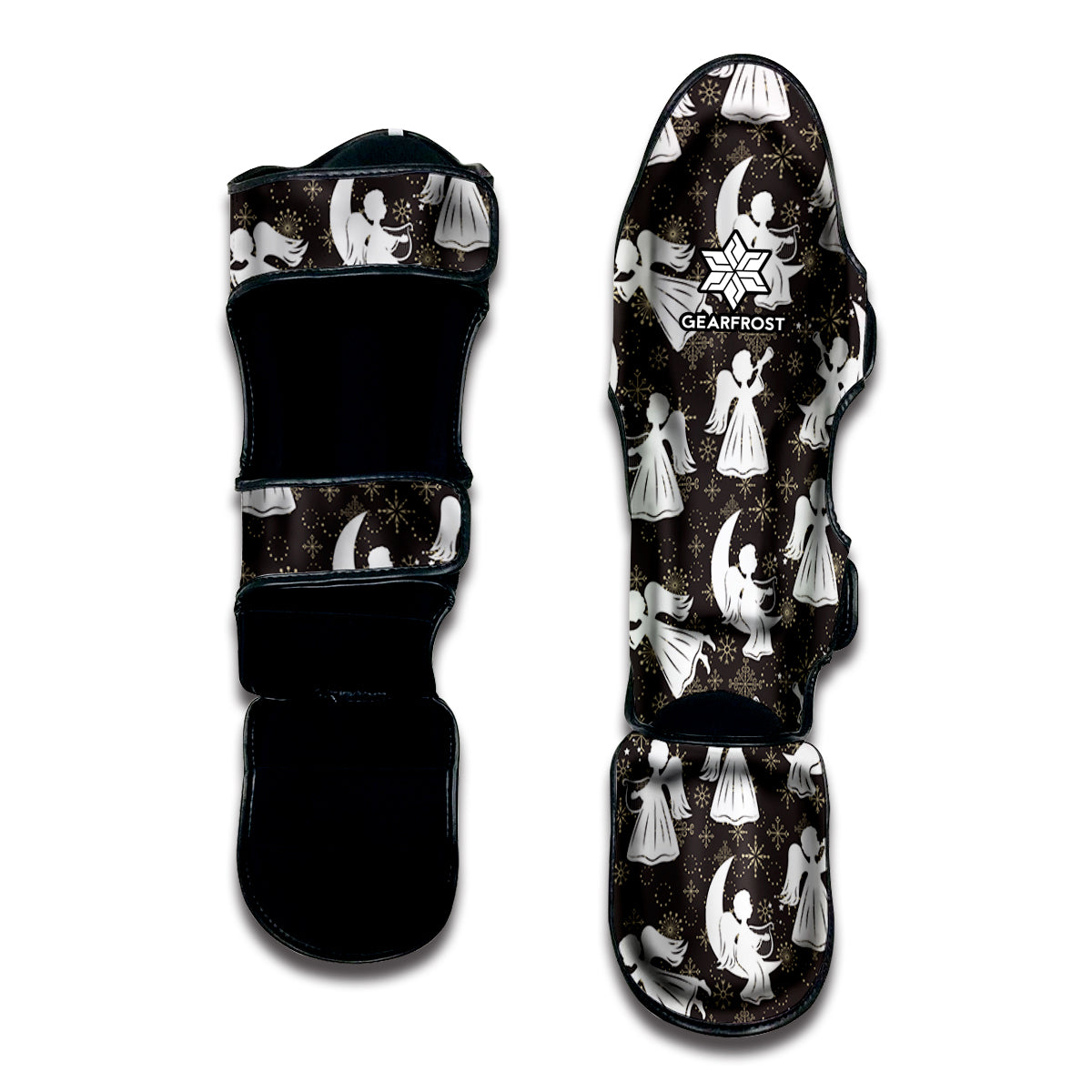 Angel And Snowflake Pattern Print Muay Thai Shin Guard