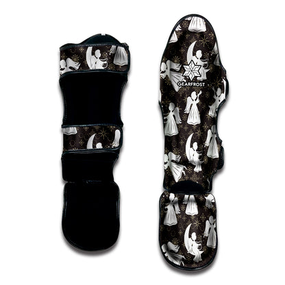 Angel And Snowflake Pattern Print Muay Thai Shin Guard