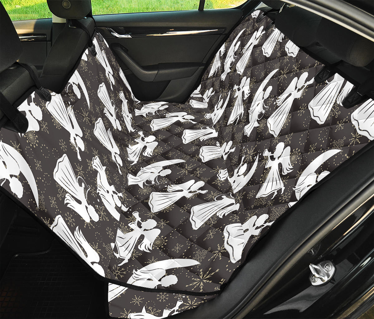 Angel And Snowflake Pattern Print Pet Car Back Seat Cover