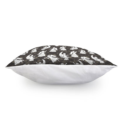 Angel And Snowflake Pattern Print Pillow Cover