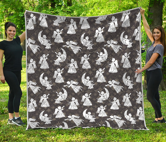 Angel And Snowflake Pattern Print Quilt