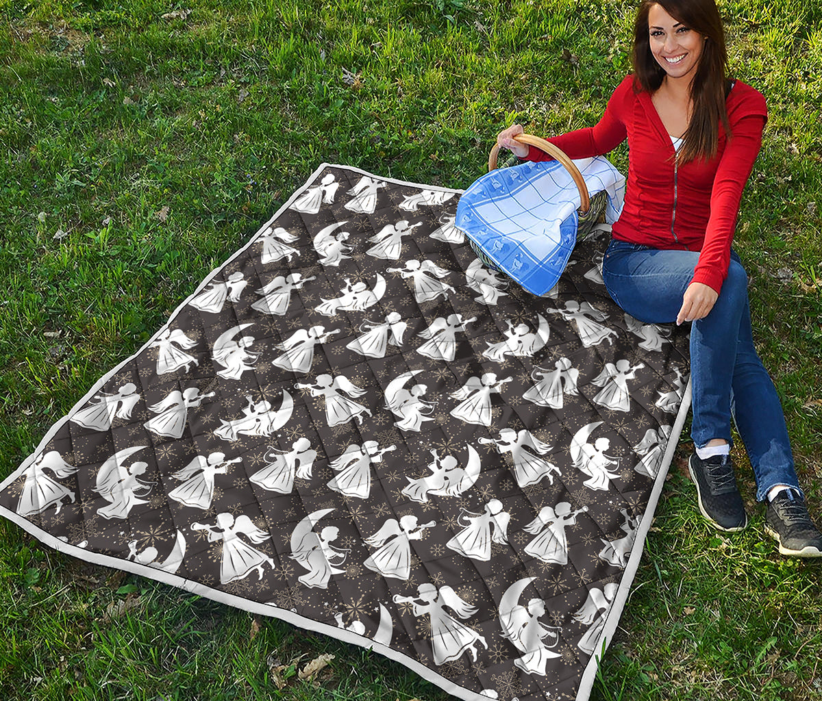 Angel And Snowflake Pattern Print Quilt