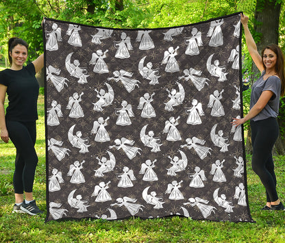 Angel And Snowflake Pattern Print Quilt