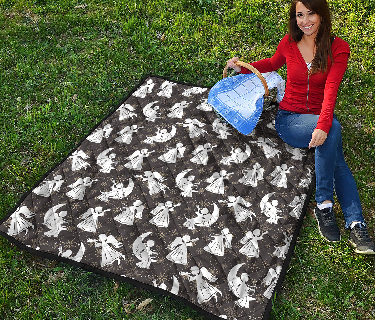 Angel And Snowflake Pattern Print Quilt