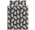 Angel And Snowflake Pattern Print Quilt Bed Set