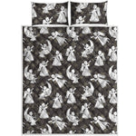 Angel And Snowflake Pattern Print Quilt Bed Set