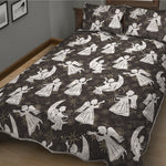 Angel And Snowflake Pattern Print Quilt Bed Set