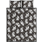 Angel And Snowflake Pattern Print Quilt Bed Set