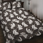 Angel And Snowflake Pattern Print Quilt Bed Set