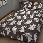 Angel And Snowflake Pattern Print Quilt Bed Set