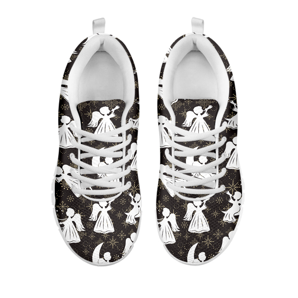Angel And Snowflake Pattern Print White Sneakers