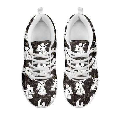 Angel And Snowflake Pattern Print White Sneakers