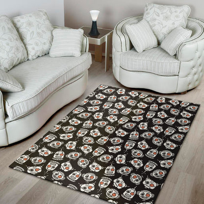 Angry Robot Pattern Print Area Rug