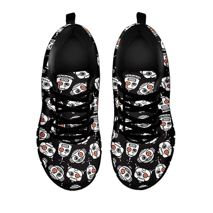 Angry Robot Pattern Print Black Sneakers