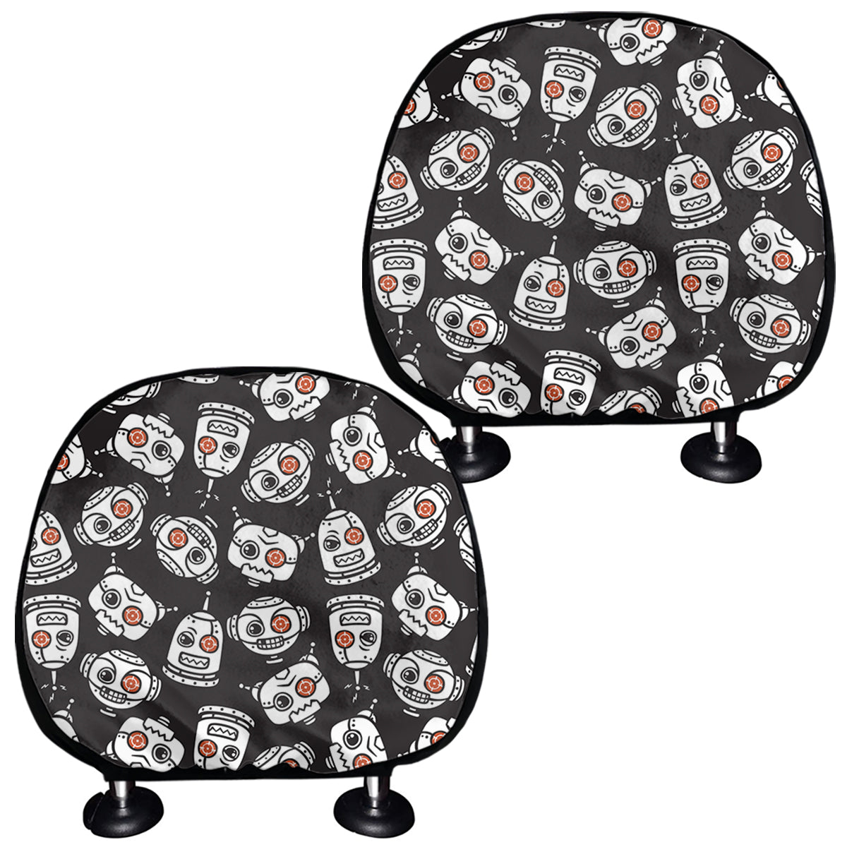Angry Robot Pattern Print Car Headrest Covers