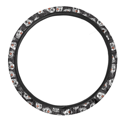 Angry Robot Pattern Print Car Steering Wheel Cover