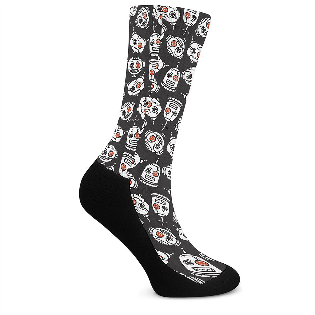 Angry Robot Pattern Print Crew Socks