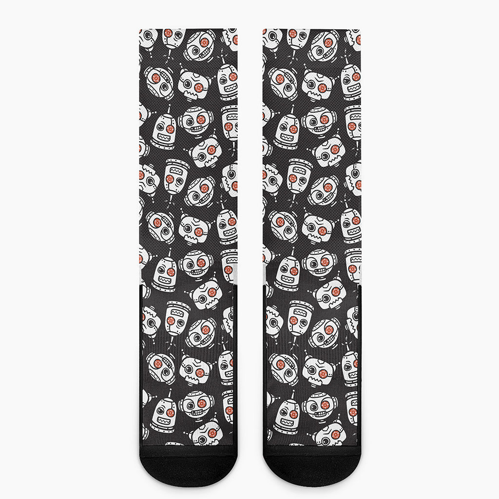 Angry Robot Pattern Print Crew Socks