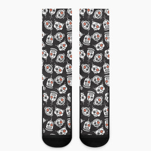 Angry Robot Pattern Print Crew Socks