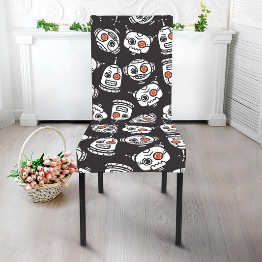 Angry Robot Pattern Print Dining Chair Slipcover