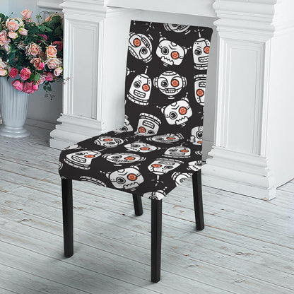 Angry Robot Pattern Print Dining Chair Slipcover