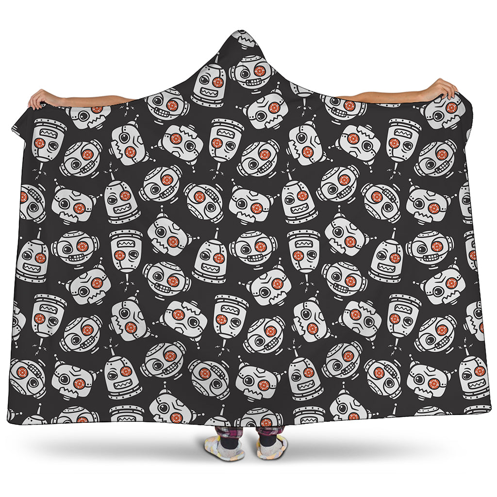 Angry Robot Pattern Print Hooded Blanket