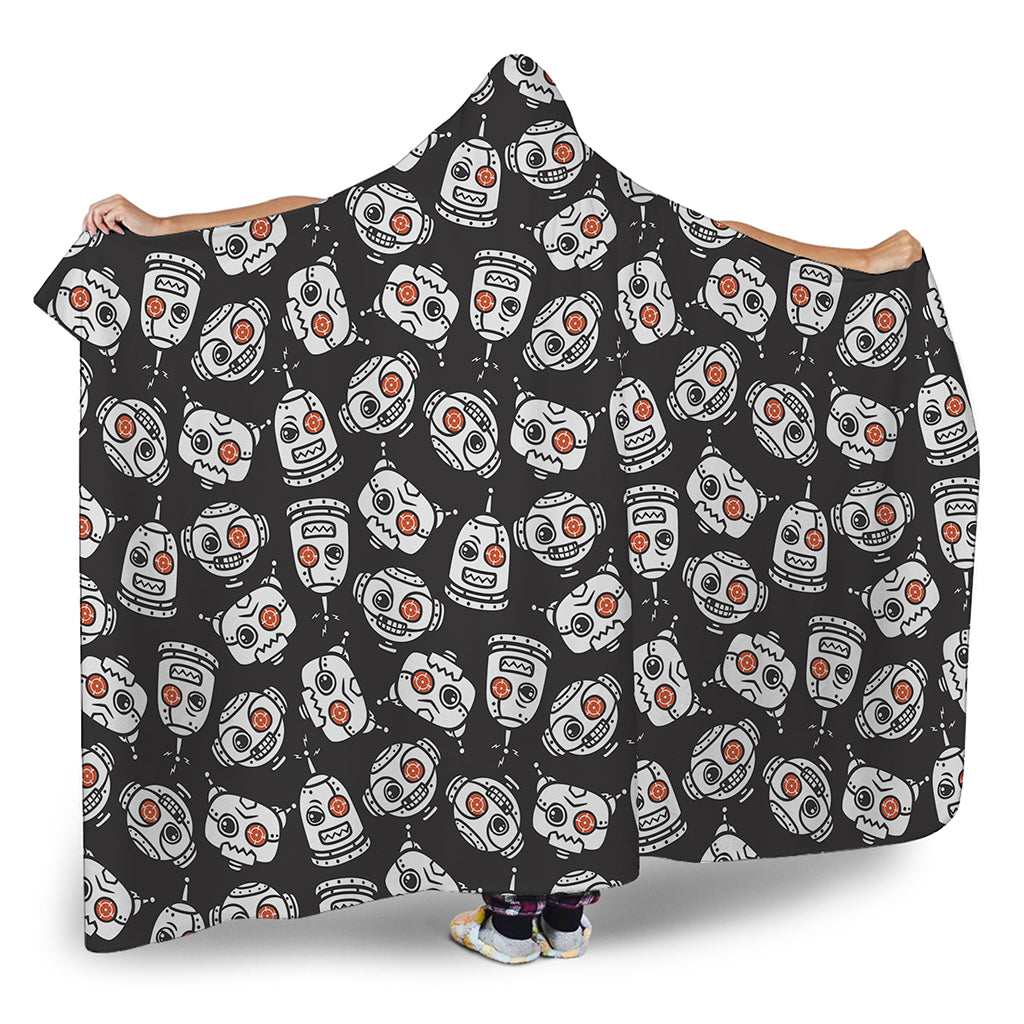 Angry Robot Pattern Print Hooded Blanket