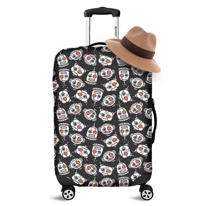 Angry Robot Pattern Print Luggage Cover