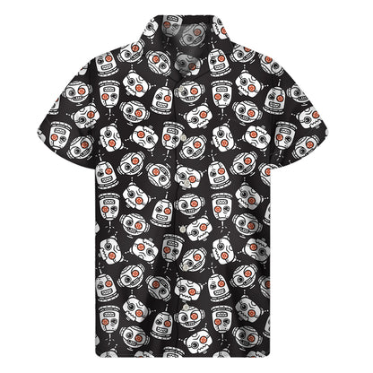 Angry Robot Pattern Print Men's Short Sleeve Shirt
