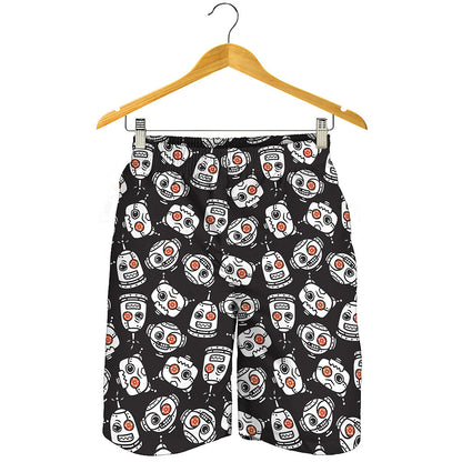 Angry Robot Pattern Print Men's Shorts