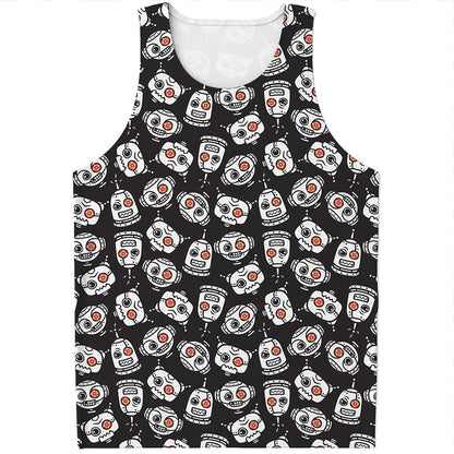 Angry Robot Pattern Print Men's Tank Top