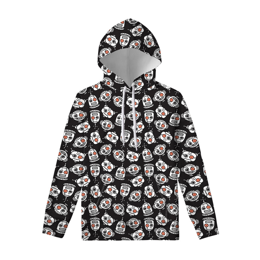 Angry Robot Pattern Print Pullover Hoodie