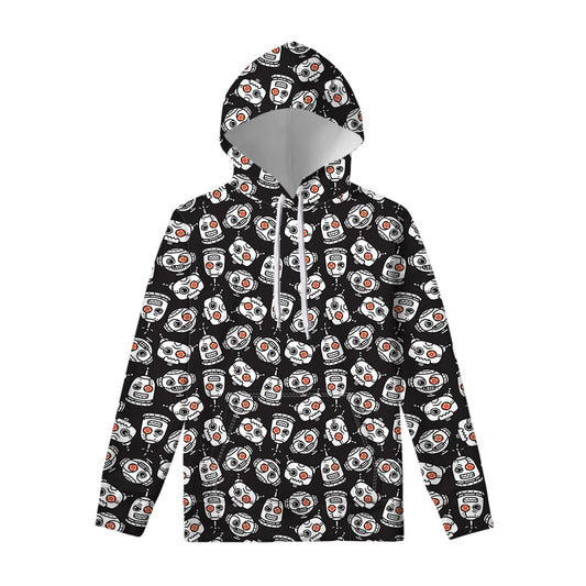 Angry Robot Pattern Print Pullover Hoodie