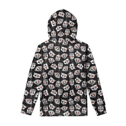 Angry Robot Pattern Print Pullover Hoodie