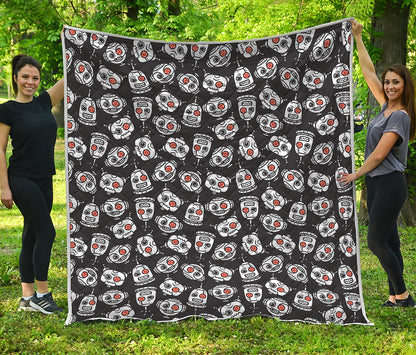 Angry Robot Pattern Print Quilt